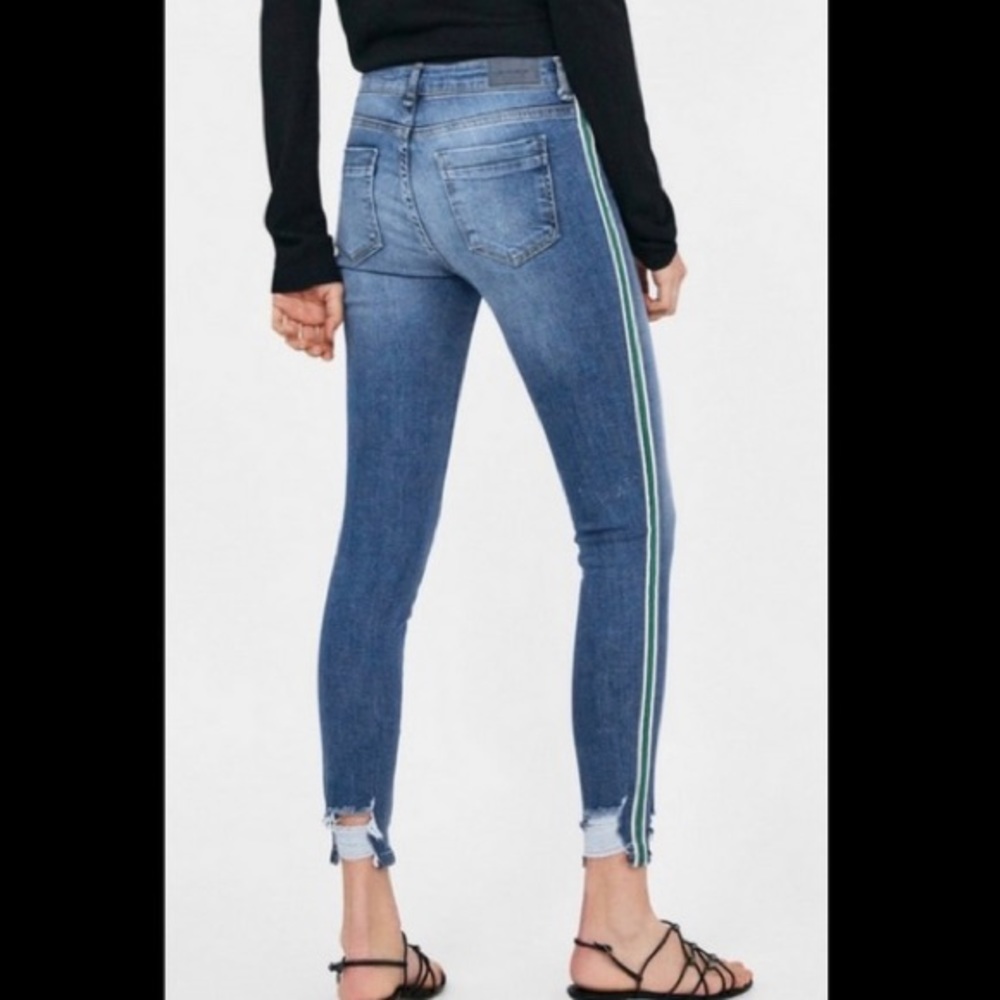 ZARA Jeans with Green Stripped Side